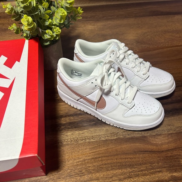 Nike Other - New Nike Dunk Low in white and metallic rose gold